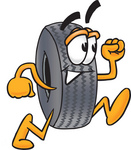 Clip Art Graphic of a Tire Character Running