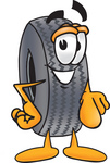 Clip Art Graphic of a Tire Character Pointing at the Viewer