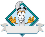 Clip Art Graphic of a Wrench Tool Character Label