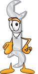 Clip Art Graphic of a Wrench Tool Character Pointing at the Viewer