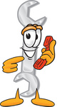 Clip Art Graphic of a Wrench Tool Character Holding a Telephone