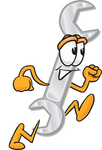 Clip Art Graphic of a Wrench Tool Character Running