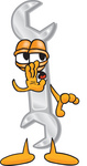 Clip Art Graphic of a Wrench Tool Character Whispering and Gossiping