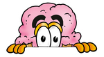 Clip Art Graphic of a Strawberry Ice Cream Cone Cartoon Character Peeking Over a Surface