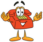 Clip Art Graphic of a Red Landline Telephone Cartoon Character With Welcoming Open Arms