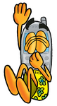 Clip Art Graphic of a Gray Waterproof Cell Phone Cartoon Character Plugging His Nose While Jumping Into Water