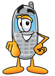 Clip Art Graphic of a Gray Cell Phone Cartoon Character Pointing at the Viewer