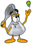 Clip art Graphic of a Beaker Laboratory Flask Cartoon Character Preparing to Hit a Tennis Ball