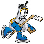 Clip art Graphic of a Beaker Laboratory Flask Cartoon Character Playing Ice Hockey