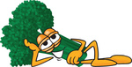 Clip Art Graphic of a Broccoli Mascot Character Reclined and Resting His Head on His Hand