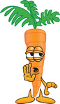 Clip Art Graphic of an Organic Veggie Carrot Mascot Character Whispering and Telling Secrets