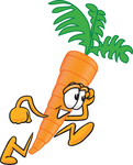 Clip Art Graphic of an Organic Veggie Carrot Mascot Character Sprinting