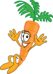 Clip Art Graphic of an Organic Veggie Carrot Mascot Character Jumping
