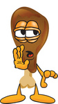 Clip Art Graphic of a Chicken Drumstick Mascot Character Whispering and Gossiping