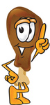 Clip Art Graphic of a Chicken Drumstick Mascot Character Pointing Upwards