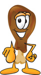 Clip Art Graphic of a Chicken Drumstick Mascot Character Pointing at the Viewer
