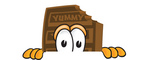 Clip Art Graphic of a Chocolate Candy Bar Mascot Character Peeking Over a Surface