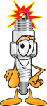 Clip Art Graphic of a Spark Plug Mascot Character Pointing at the Viewer