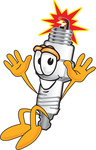 Clip Art Graphic of a Spark Plug Mascot Character Jumping