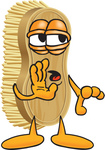 Clip Art Graphic of a Scrub Brush Mascot Character Whispering