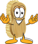 Clip Art Graphic of a Scrub Brush Mascot Character With Welcoming Open Arms