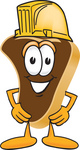 Clip Art Graphic of a Beef Steak Meat Mascot Character Wearing a Yellow Hardhat