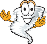 Clip Art Graphic of a Welcoming Tornado Mascot Character