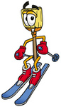 Clip Art Graphic of a Straw Broom Cartoon Character Skiing Downhill