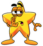 Clip Art Graphic of a Yellow Star Cartoon Character Covering His Mouth While Whispering and Gossiping