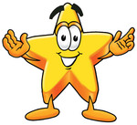 Clip Art Graphic of a Yellow Star Cartoon Character With Welcoming Open Arms