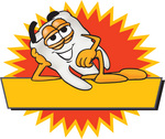 Clip Art Graphic of a Human Molar Tooth Character Reclining Over a Yellow Label With a Burst