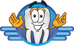 Clip Art Graphic of a Human Molar Tooth Character on a Blue Logo