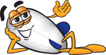 Clip art Graphic of a Dirigible Blimp Airship Cartoon Character Resting His Head on One of His Hands and Gesturing With the Other