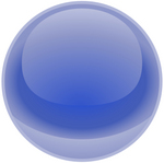 Clip Art Graphic of a Blue Shiny Globe Reflecting Light