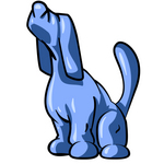 Clip Art Graphic of a Blue Hound Dog Howling Or Sniffing