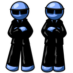 Clip Art Graphic of Blue Guy Characters In Suits And Sunglasses