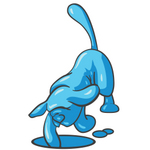 Clip Art Graphic of a Sky Blue Dog Digging