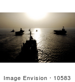#10583 Picture Of Military Ships At Sunset