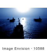 #10588 Picture Of Ships At Sunset Blue Tones