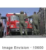 #10600 Picture Of Soldiers Directing A Fire Truck
