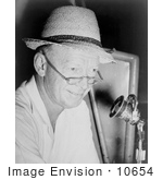 #10654 Picture Of Red Barber At Microphone