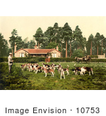 #10753 Picture Of A Man Surrounded By Hounds