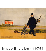 #10754 Picture Of A Canadian Policeman With A German Soldier And Dachshund Dog