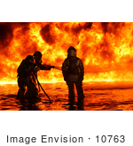 #10763 Picture Of Firemen Fighting A Fire
