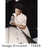 #10928 Picture Of A Riveter Woman Assembling An Airplane