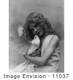 #11037 Picture Of A Girl Holding A White Dove