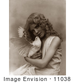#11038 Picture Of An Angelic Girl Holding A Dove