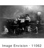 #11062 Picture Of A Senior Man And Children On A Pier