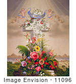 #11096 Picture Of Cherubs And Cross