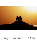 #11105 Picture Of Soldiers And Children Silhouetted Against A Sunset